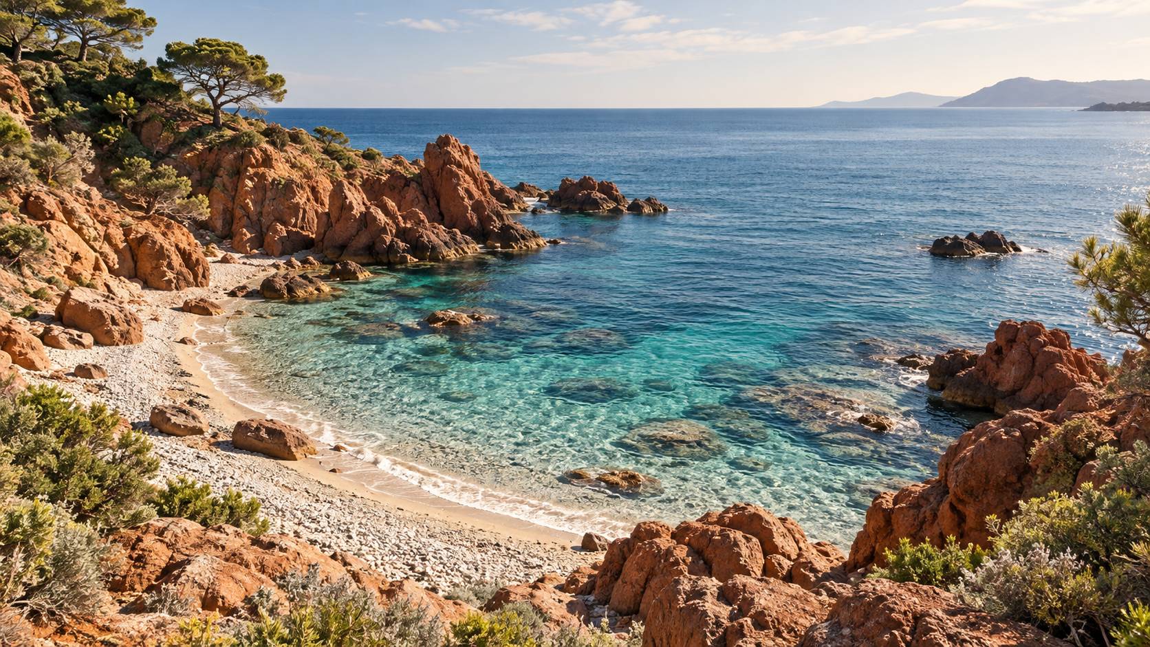 Illustration éditoriale du sujet : À la découverte de la charmante plage de Boulouris