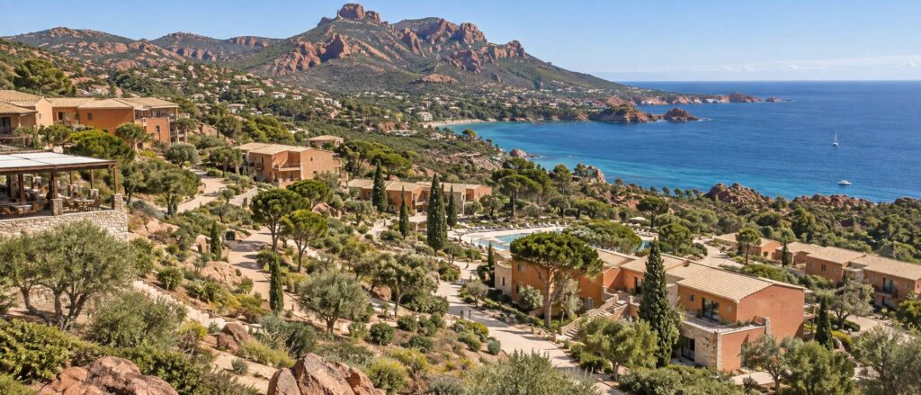 Illustration éditoriale du sujet : Découvrez le charme authentique du Village Club Cap Estérel
