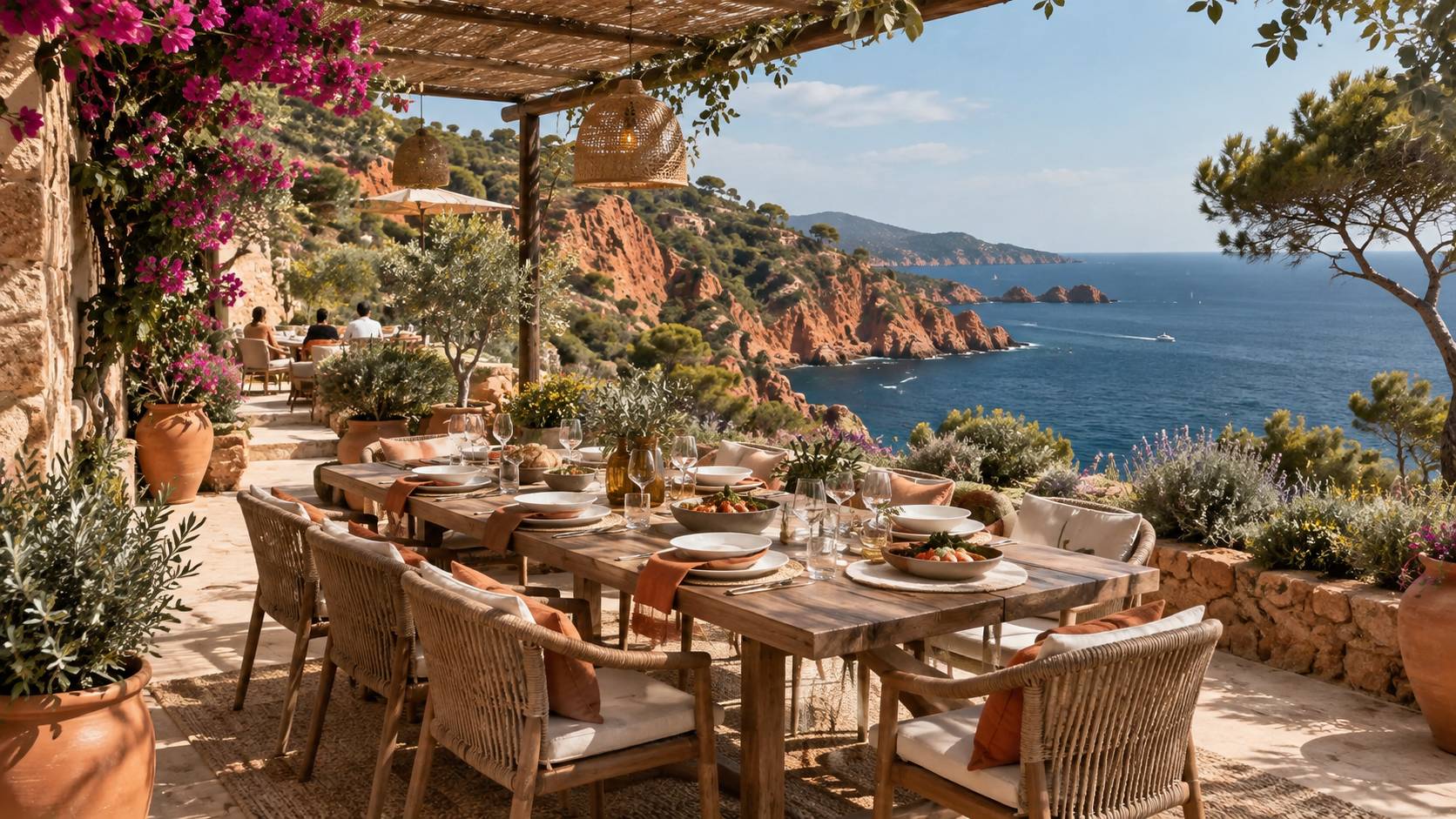 Illustration éditoriale du sujet : Dégustez un délicieux repas en terrasse aux alentours de Fréjus et Saint-Raphaël