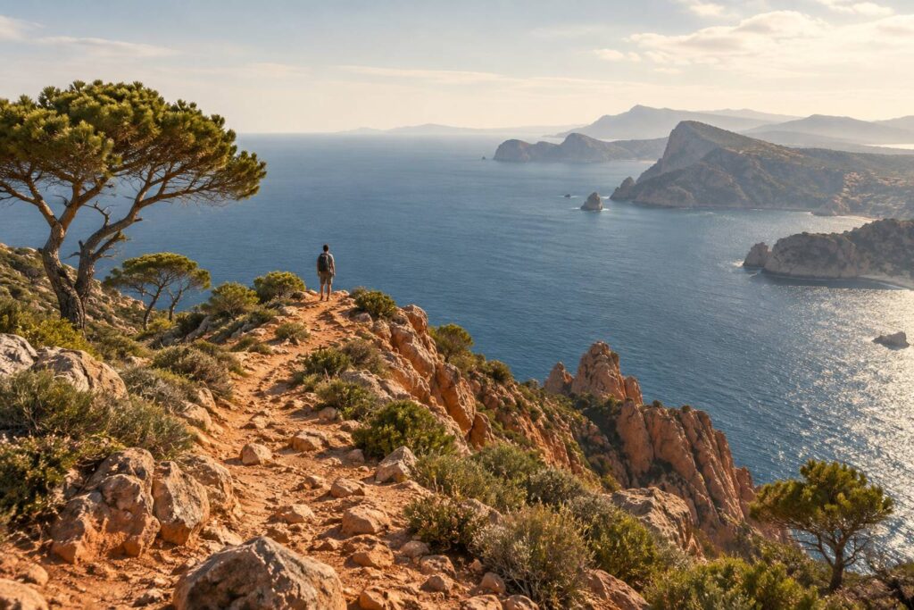 Illustration éditoriale du sujet : Randonnée au Cap Roux : Découvrez la boucle incontournable de la côte